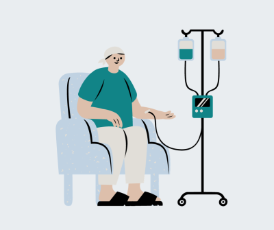 illustration of a patient receiving chemotherapy